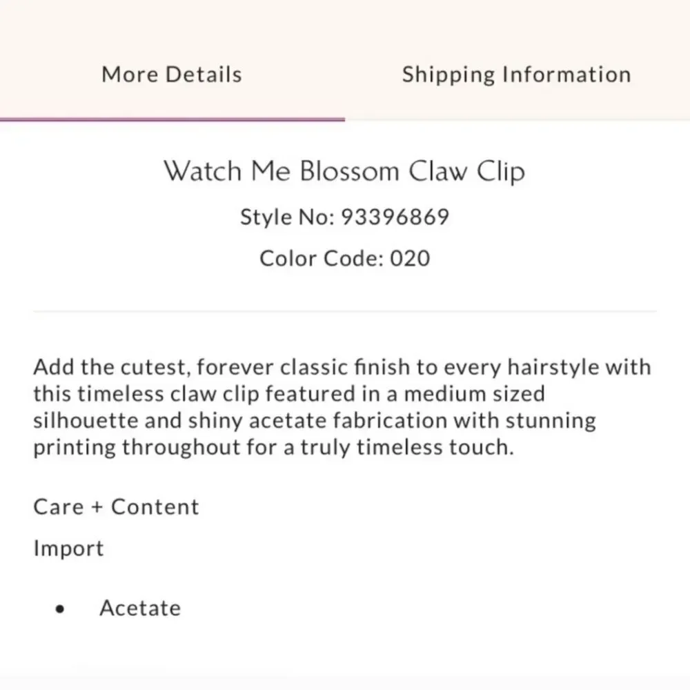 Nwt FP Watch Me Blossom Hair Claw Clip